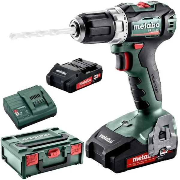 Metabo Akku-Bohrschrauber BS 18 L BL, 18V / 2,0Ah, Mit 2 Akkus Und Koffer 1