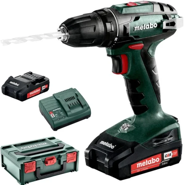 Metabo Akku-Bohrschrauber BS 18, 18V / 2,0Ah, Mit 2 Akkus Und Koffer 1