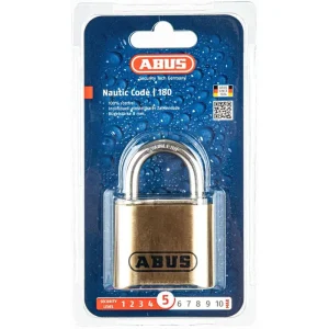 Abus Vorhängeschloss Marine 180IB/50, 52mm, 4-fach Zahlenschloss, Seetauglich, Level 5 Messing 24