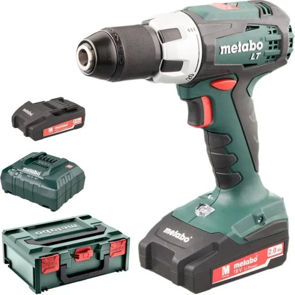 Metabo Akku-Bohrschrauber BS 18 LT Compact, 18V / 2,0Ah, Mit 2 Akkus Und Koffer 1